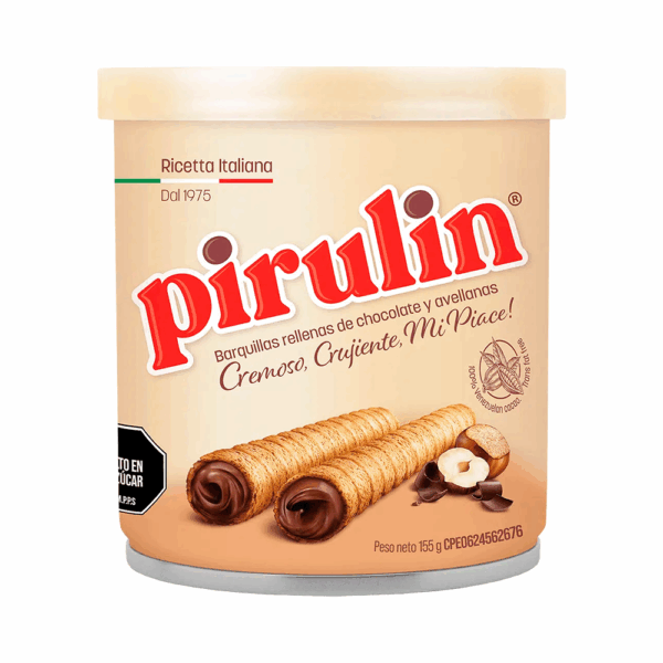 Mini Barquillos Pirulin Chocolate Avellana Lata 155g - Imagen 1