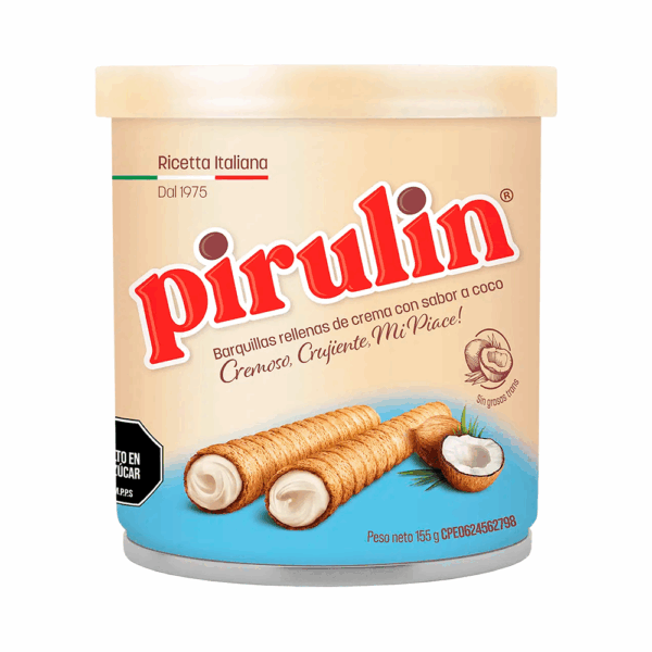 P8986285.png Mini Barquillos Pirulin Coco Lata 155g - Imagen 1